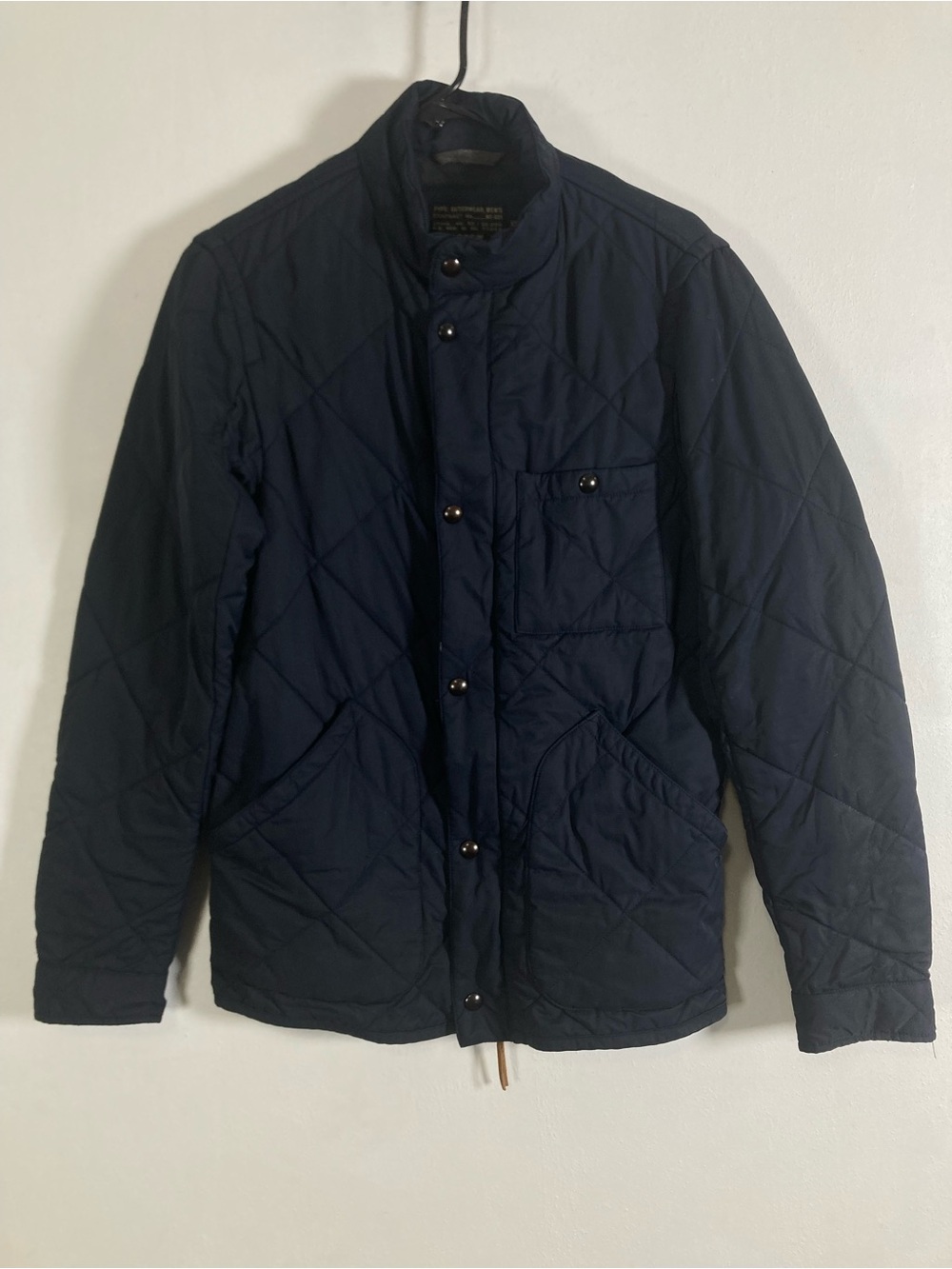 J.Crew Sussex Quilted Military Field Jacket Men's XS Navy Thermore Snap clousure